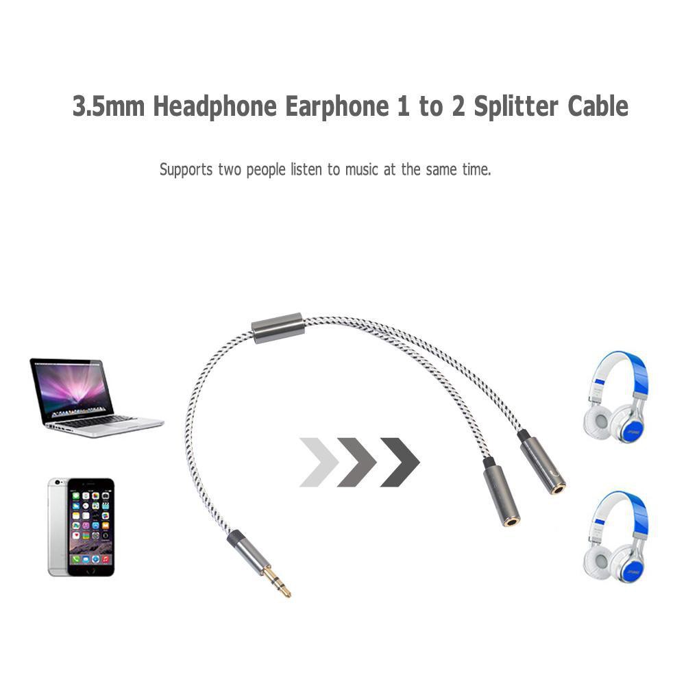 Dây cáp chia 2 cổng kết nối âm thanh 3.5mm