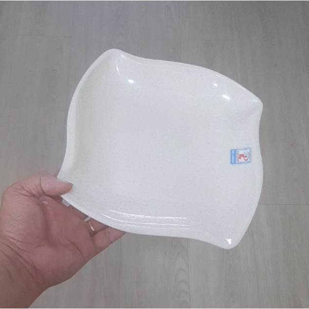 Dĩa Vuông Màu Trắng Vân Đá DV138, Dĩa Melamine Nhà Hàng Sang Trọng- Cao Cấp