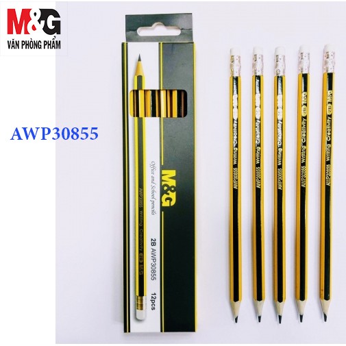 COMBO 5 CÂY  BÚT CHÌ CHUỐT 2B M&amp;G AWP30855 Tặng kèm đồ chuốt APS91266