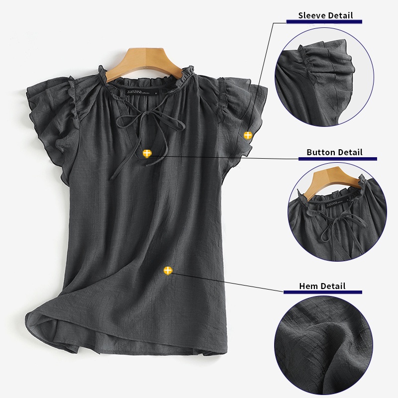 Zanzea Áo Tay Ngắn Cổ Chữ V Thời Trang Sành Điệu Cho Nữ
