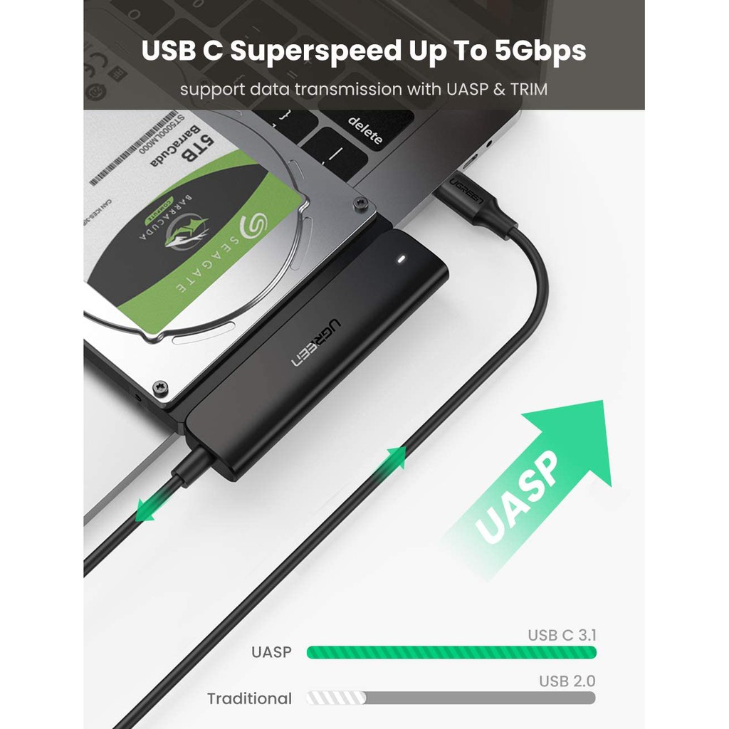 Cáp USB Type C kết nối ổ cứng SATA 2.5inch Ugreen 70610