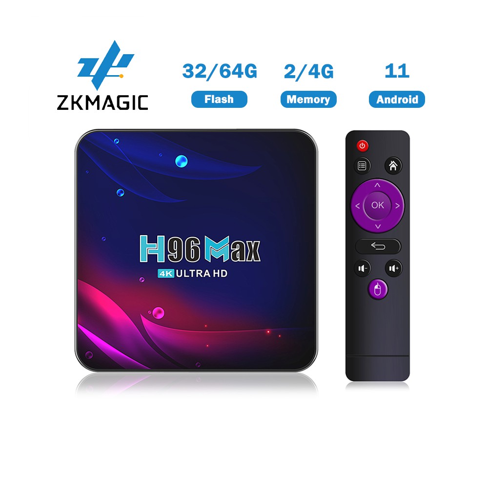 Box TV thông minh Zkmagic H96 Max V11 Android 11 RK3318 4G 64G Bluetooth 4.0 giọng nói Google 2.4G 5G Wifi