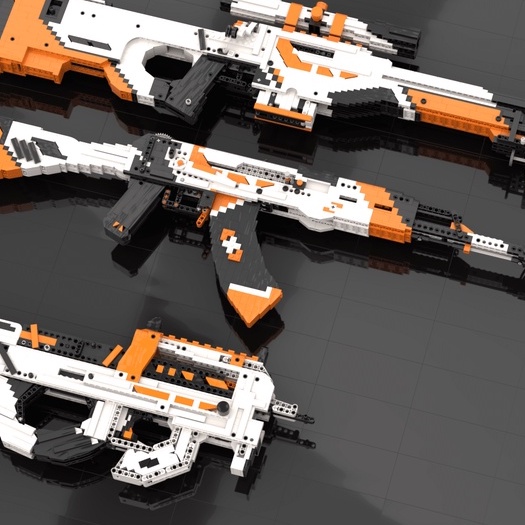 Đồ Chơi Lắp Ráp Kiểu  CSGO , Free Fire Lửa Chùa Súng Rifle AK-47 Asiimov Bắn Thun Với 1200+ Mảnh Ghép Của Kevin183