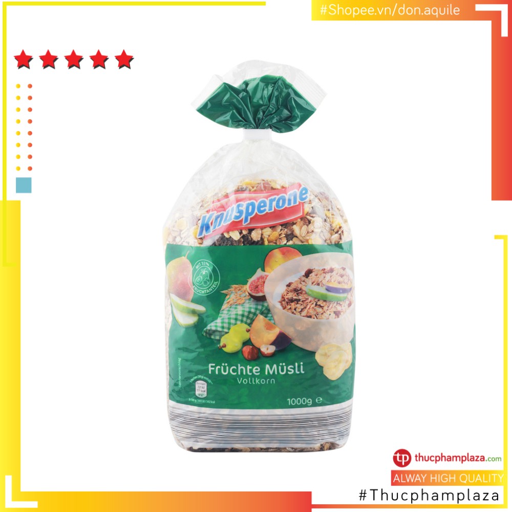 Ngũ cốc Muesli nhiều hoa quả hiệu Knusperone gói 1kg