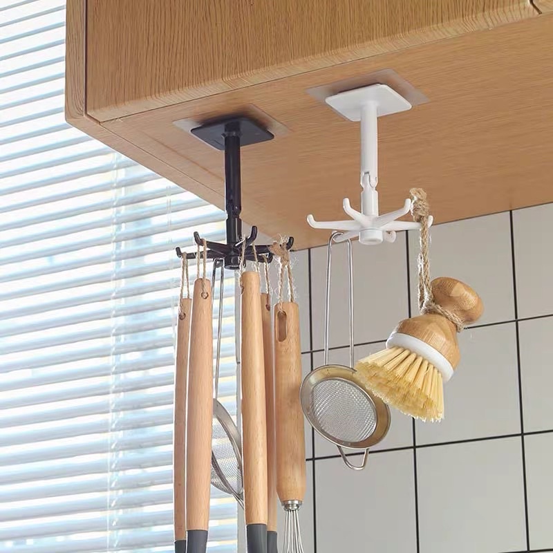 Móc treo dán tường 6 cạnh xoay tròn đa năng siêu dính 2 chế độ thẳng vuông góc tiện dụng treo đồ dùng nhà bạn