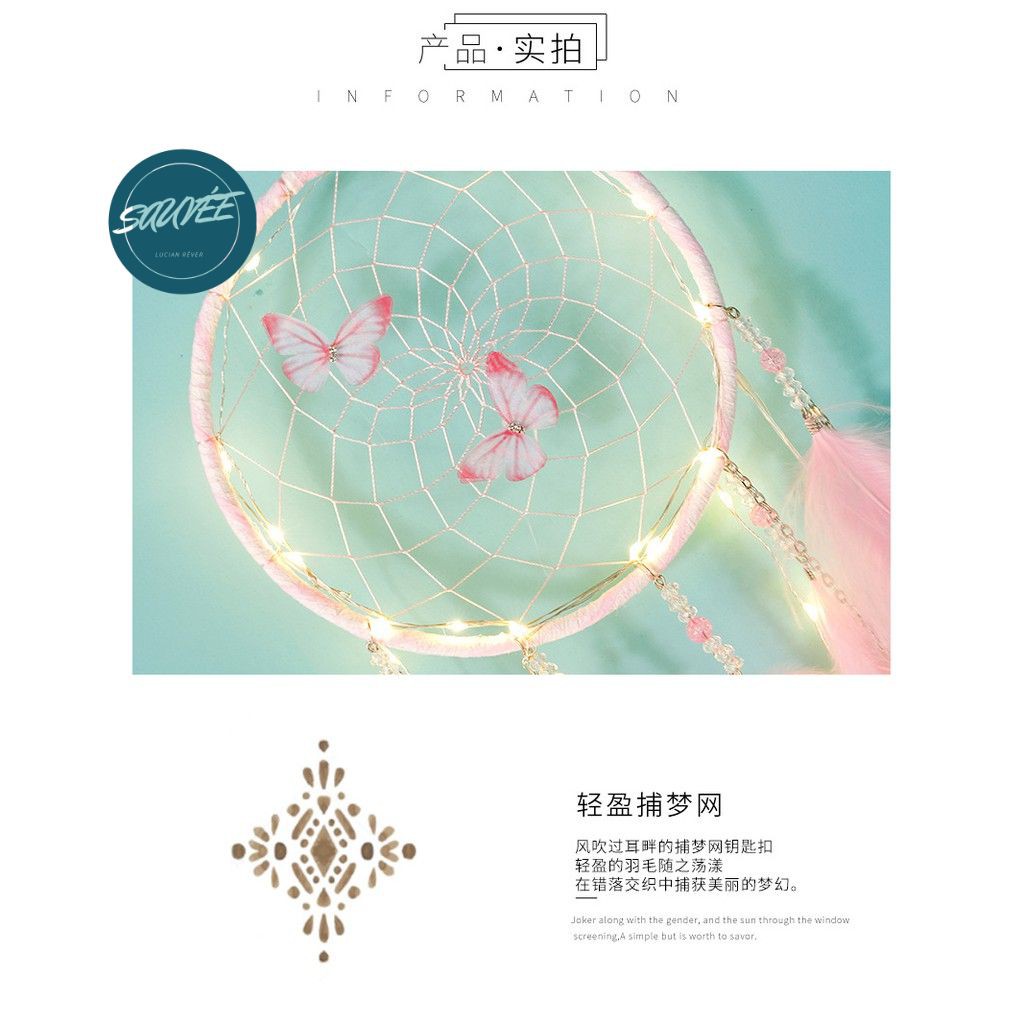 Dreamcatcher handmade đính bươm bướm xinh màu pastel mộng mơ Sauvée mã DCC4M