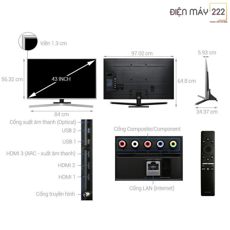 [Freeship HN] Smart Tivi Samsung 4K 43 inch UA43RU7400 chính hãng