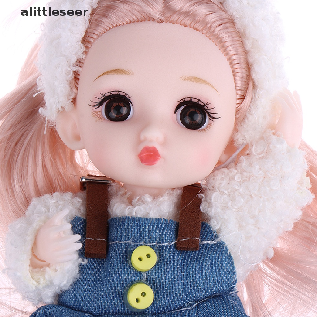 Búp Bê Mini 16Cm Mắt To 3D Có Khớp Cử Động 13 Khớp Nối DIY