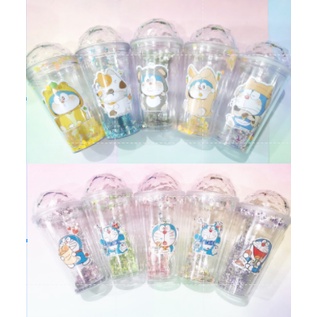 Cốc 2 lớp kim tuyến doremon CNKI20 cốc giữ nhiệt ly 2 lớp cốc làm lạnh dễ thương 500ml