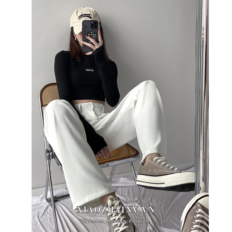 Xiaozhainv Quần Dài Ống Rộng Lưng Cao Thời Trang Mùa Hè Độc Đáo Cho Nữ