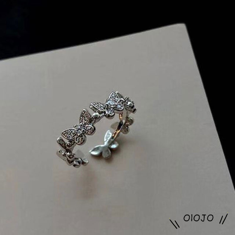 Nhẫn Hở Hình Bướm Đính Đá Phong Cách Hàn Quốc Xinh Xắn