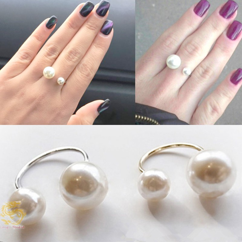Nhẫn Nữ Hở 2 Đầu Đính Ngọc Trai Thời Trang