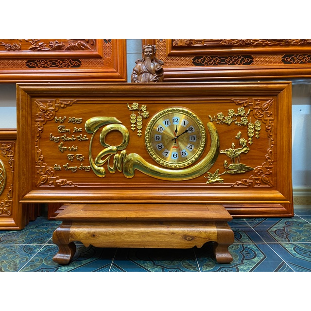 Tranh đồng hồ gỗ hương