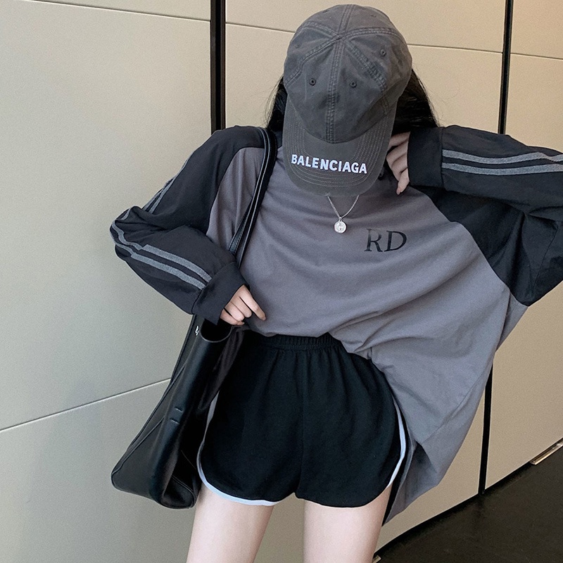 Áo thun IELGY tay dài dáng rộng kích thước lớn phong cách Hàn Quốc cho nữ