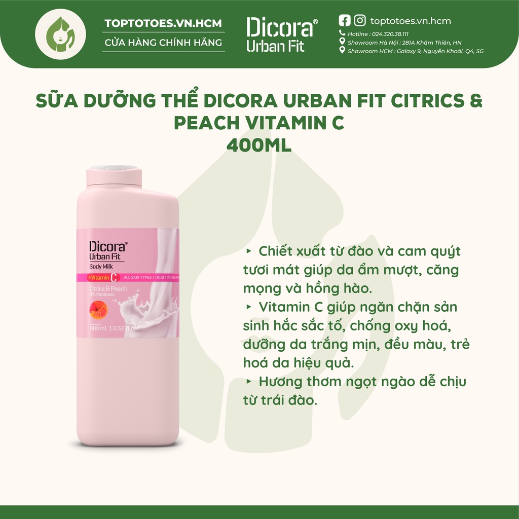 Sữa dưỡng thể Dicora Urban Fit Body Milk - 400ml [NHẬP KHẨU CHÍNH HÃNG 100%]