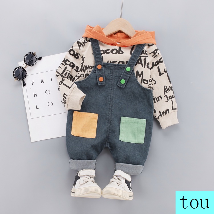Set quần yếm thời trang xuân thu cho bé trai 1-3 tuổi 2021