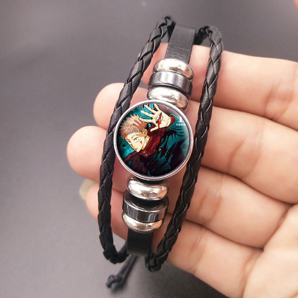 Vòng Tay Da Dệt Phối Mặt Kính Biểu Tượng Anime Jujutsu Kaisen Giống Thật Thời Trang Cho Nam Và Nữ Headori Yuji Gojo Satoru