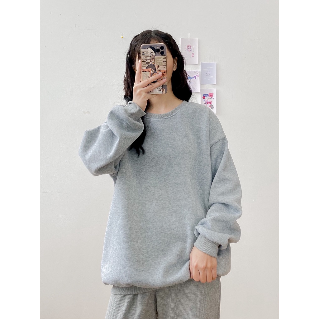 [HÀNG CÓ SẴN] Áo nỉ oversize May Boutique áo nỉ dài tay trơn màu ghi ABS21H_110.001_CBB_F | BigBuy360 - bigbuy360.vn