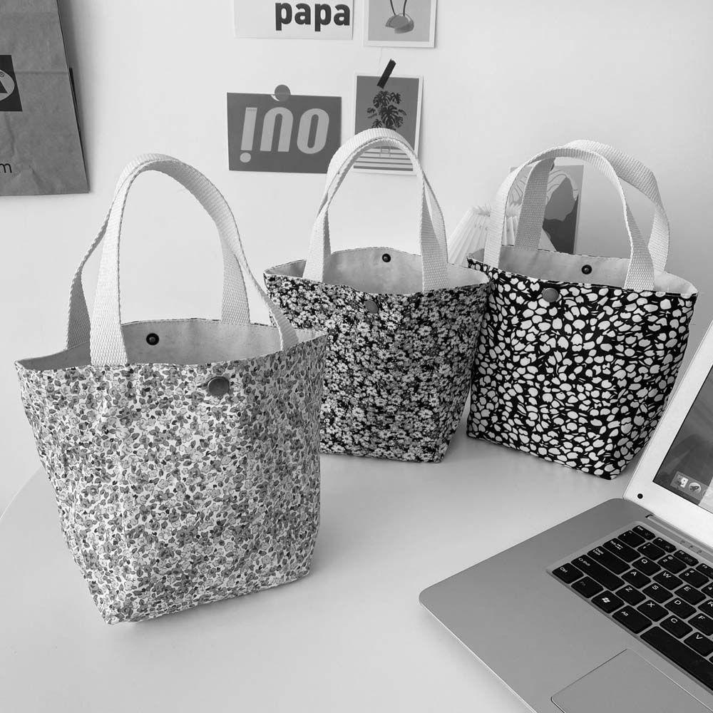 Túi Tote Mini Vải Canvas In Họa Tiết Hoa Phong Cách Đồng Quê Thời Trang Cho Nữ