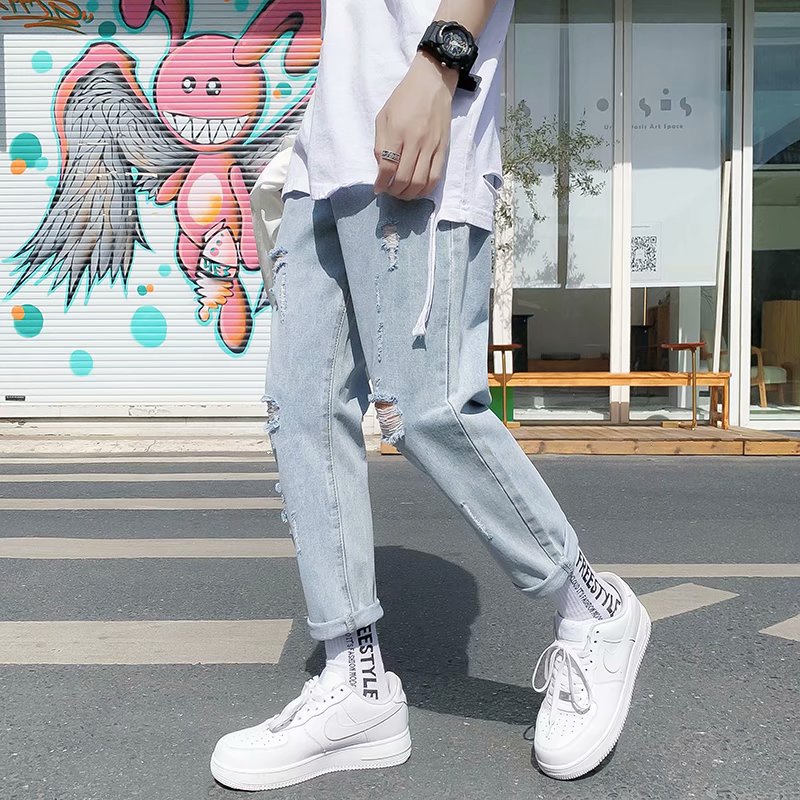 Men's Fashionable Men's Loose Design Torn Jeans