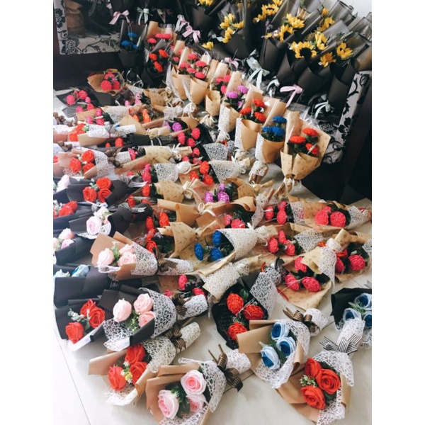 Bó hoa hồng 3 bông tặng thầy cô và dịp lễ, bó hoa giấy handmade