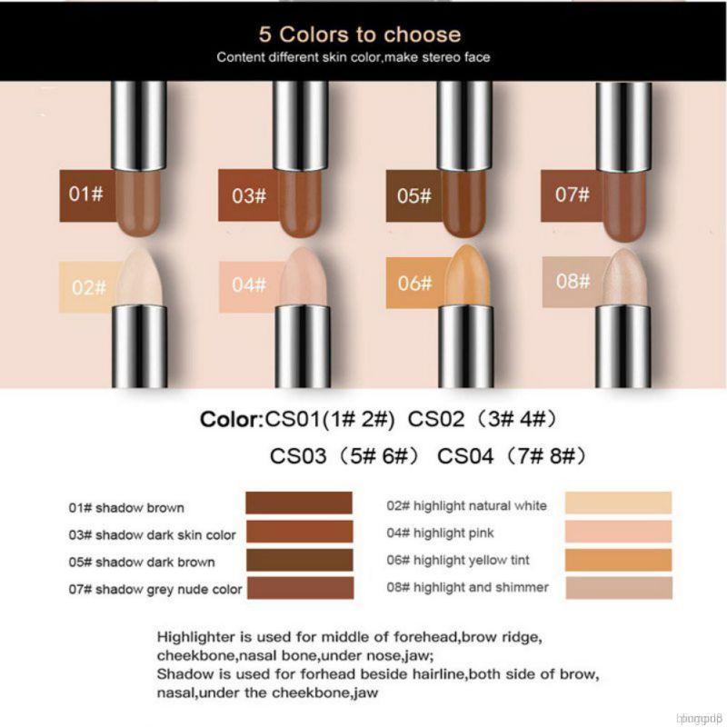 [Hàng mới về] Thỏi kem tạo khối và bắt sáng hai đầu trang điểm 3D tiện dụng