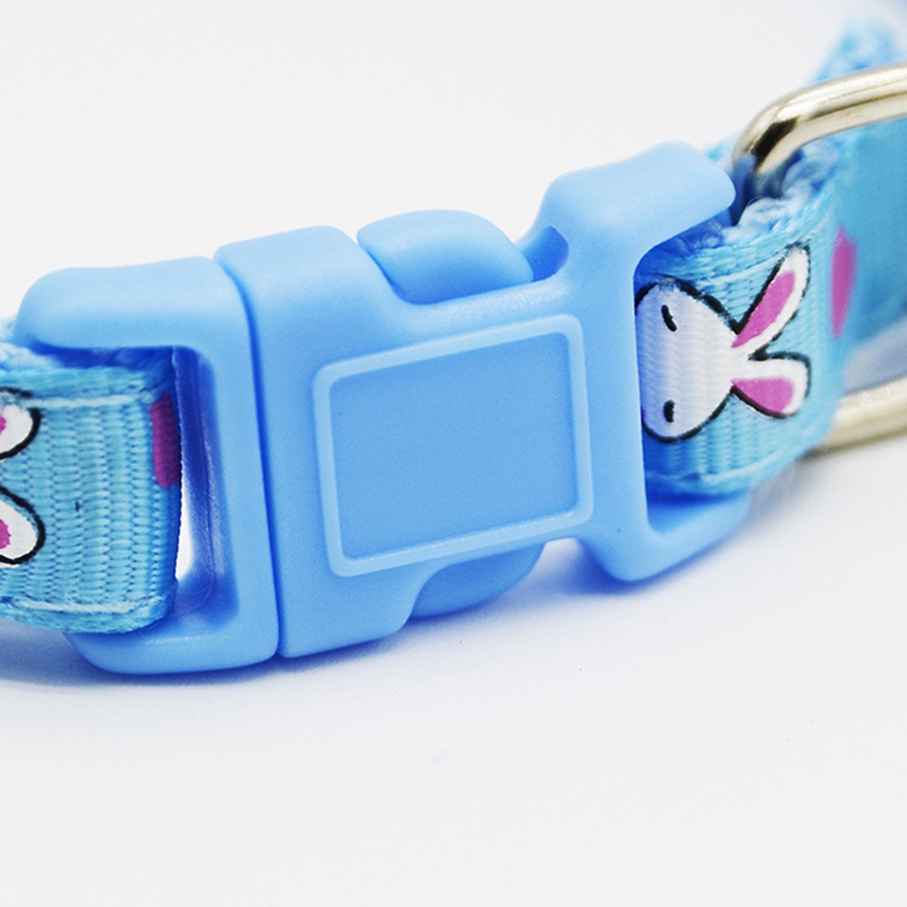 Vòng cổ in họa tiết hoạt hình có quả chuông màu trơn ngộ nghĩnh đáng yêu cho thú cưng