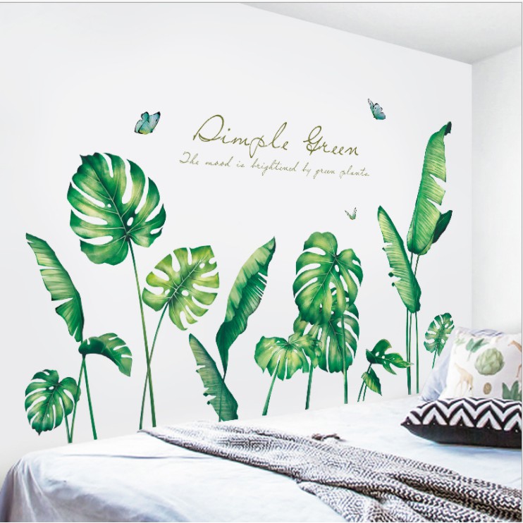 Decal trang trí tường - Lá Dừa Lá Dương Xỉ Xanh phong cách