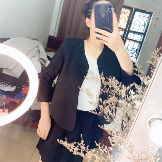 Áo Vest tay lỡ màu đen