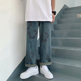 Quần Jean Dài In Họa Tiết Graffiti S-3Xl Phong Cách Đường Phố Hàn Quốc
