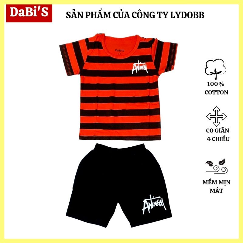 Bộ quần áo trẻ em cộc tay DABI'S hàng Công ty chất đẹp 100% cotton kẻ sọc ngang cho bé trai 3 tuổi , 4 , 7 , 8 tuổi