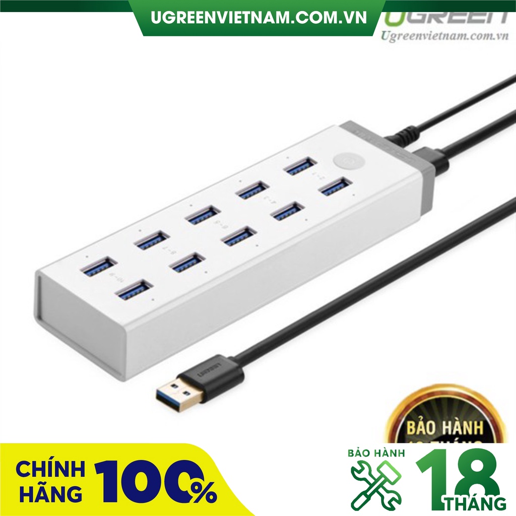 Hub đa chức năng 10 cổng USB 3.0 Ugreen 20297 kèm sạc điện thoại, máy tính bảng...