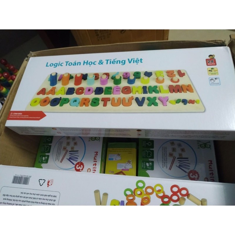 Giáo cụ Montessori cột tính học đếm kết hợp bảng chữ cái tiếng việt kèm 5 dấu