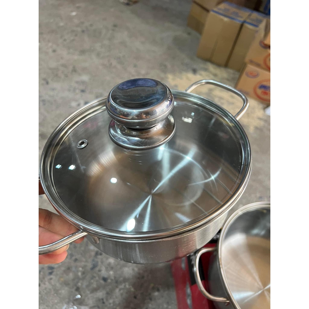 BỘ 3 NỒI INOX LOẠI DÀY ĐẸP SIZE 16-18-24CM HÀNG KHUYẾN MẠI SIÊU RẺ