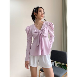 Áo nơ tím tay dài EDINI - A1100
