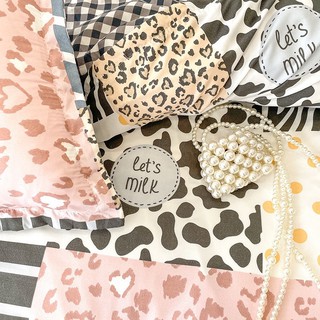 Set cotton poly ô vuông bò sữa