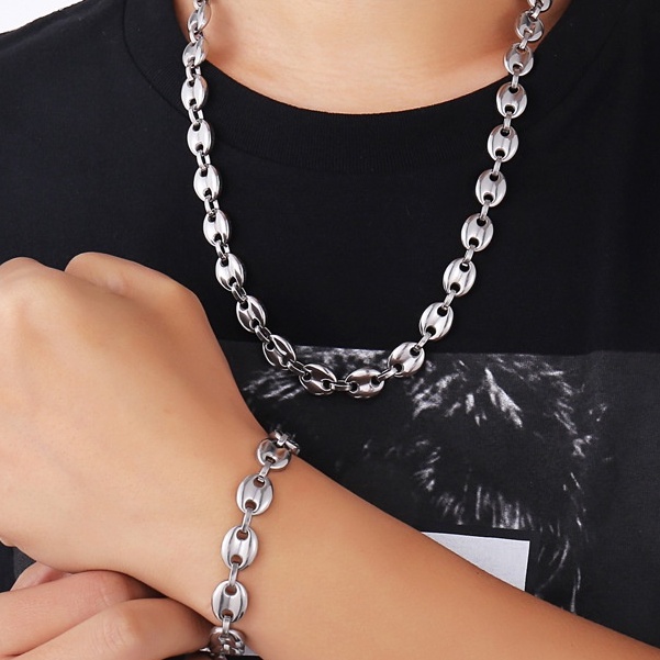 Dây chuyền unisex vòng tay unisex thép không gỉ coffee chain  mama king không han gỉ không bay màu