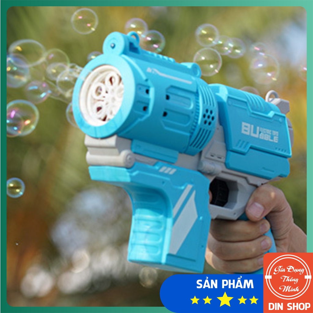Súng Thổi Bong Bóng Tự Động 👑CỠ BỰ👑 Súng 5 Nòng Bắn/Phun Bong Bóng Tự Động Kèm Xà Phòng Có Đèn Có Nhạc