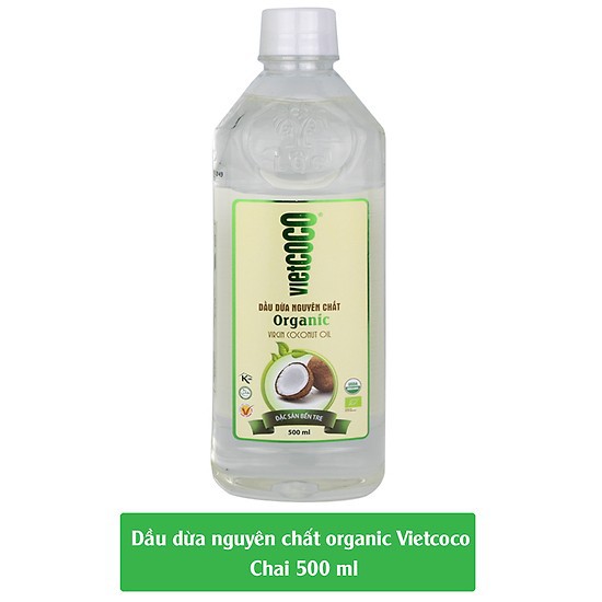 Dầu Dừa Nguyên Chất Organic Vietcoco chai pet 500ml | BigBuy360 - bigbuy360.vn