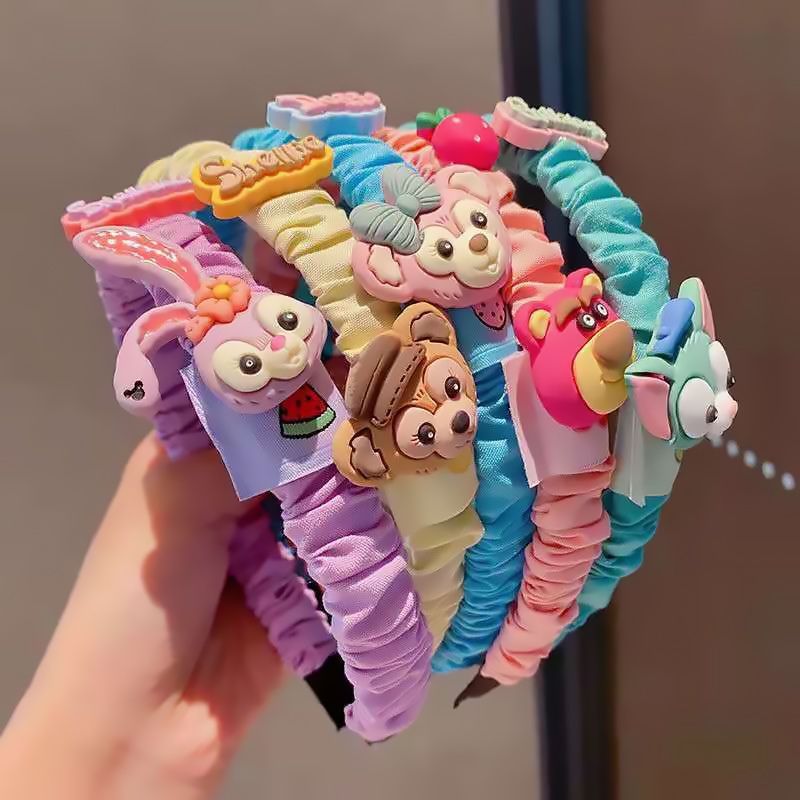 Băng Đô Xếp Ly Hình Gấu Dâu Tây Hoạt Hình Dễ Thương Và Không Làm Đau Tóc Cho Trẻ Em AKKU