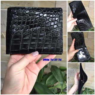 Ví 2 Mặt Da Cá Sấu Da Bụng Màu Nâu
