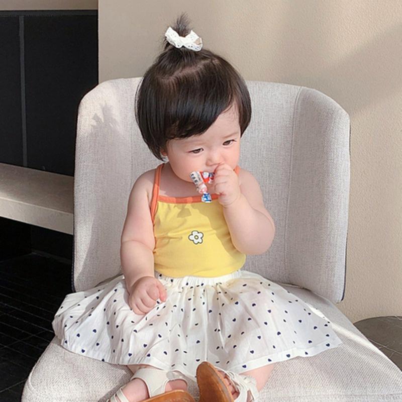 Áo Hai Dây Se7En Tay Ngắn In Họa Tiết Hoạt Hình Phong Cách Hàn Quốc Thời Trang Mùa Hè Cho Bé Gái