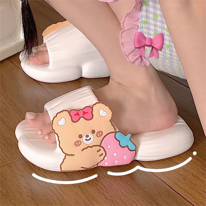Dép Đi Trong Nhà Đế Mềm Hình Gấu Hoạt Hình Đáng Yêu Cho Nữ