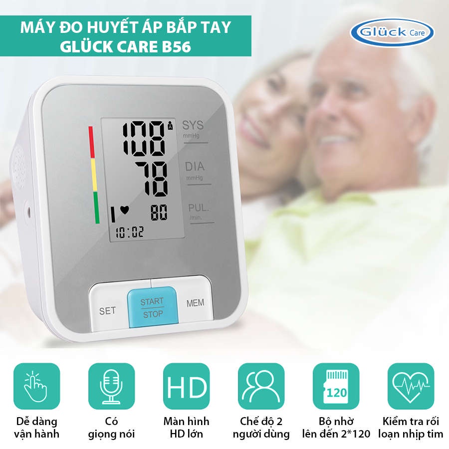 Máy đo huyết áp bắp tay tự động Gluck Care B56 thương hiệu Đức chính hãng bảo hành 24 tháng