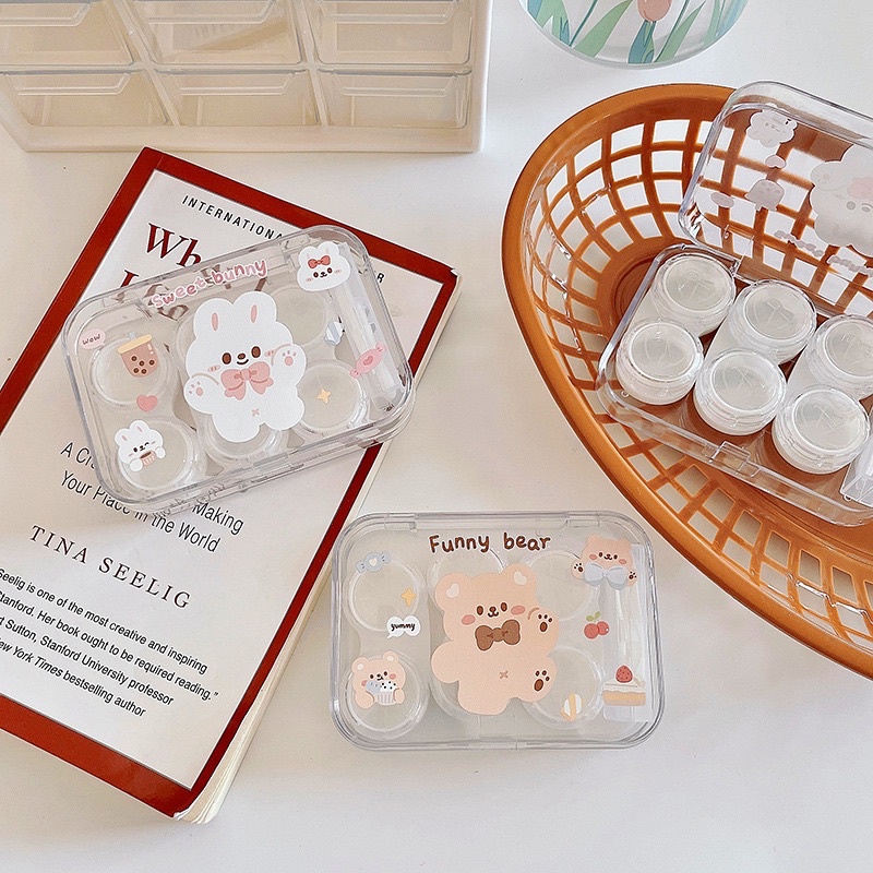 Khay Lens 3 Cặp Gấu Thỏ - Case Đựng Lens