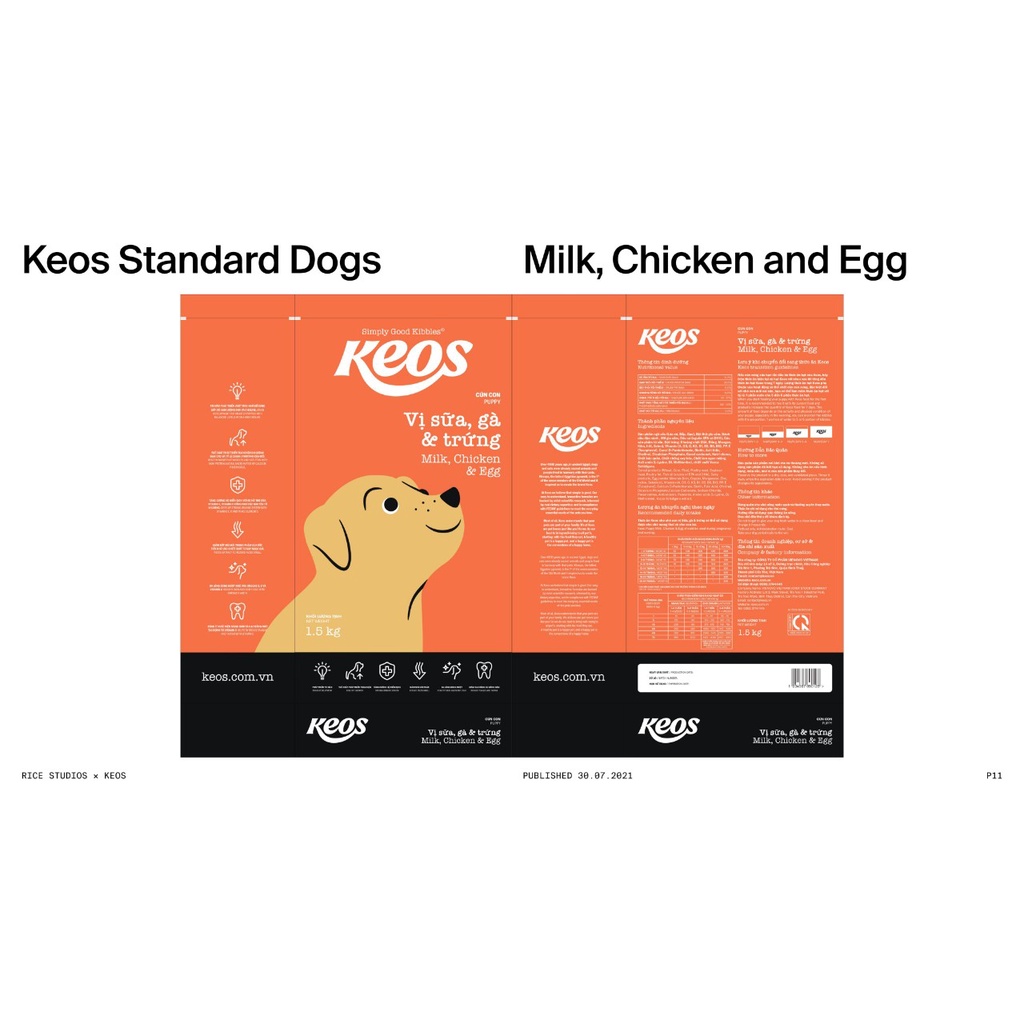 [20KG] Thức ăn Keos vị Trứng, Gà và Sữa dành cho cún con - KEOS DOG PUPPY MILK, CHICKEN AND EGG