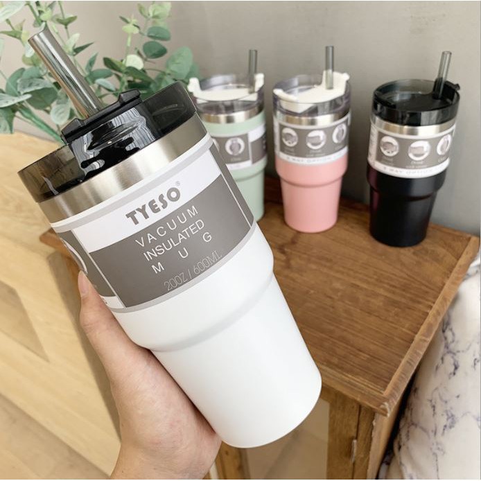 Bình Ly Giữ Nhiệt Kèm Ống Hút 890ml Nắp Dạng Xoay - Hàng Chính Hãng Tyeso - Cốc Cốc