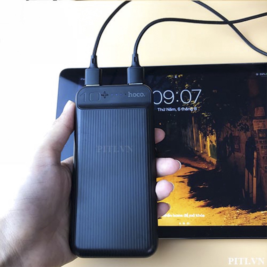 [Check Mã Code] Sạc Dự Phòng Dung Lượng 10000mAh Có Sạc Nhanh 2 USB - HoCo J52 Chính Hãng.