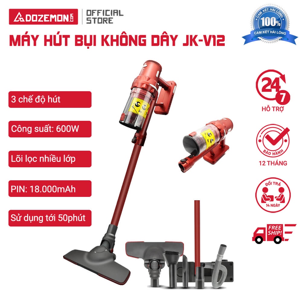 Máy Hút Bụi Cầm Tay Không Dây JK-V12 Đa Năng Cho Gia Đình Sử Dụng Pin Sạc, Hút Giường, Đệm, Xe Hơi – Bảo Hành 12 tháng