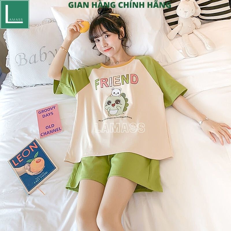 Đồ bộ nữ mặc nhà in hình kute dễ thương chất cottong mềm mịn mát mặc đi ngủ cũng rất phù hợp -LAMASS
